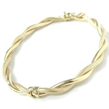 9ct Gold Ladies Bangle Twist Design Hinged Safety Catch 3.5g 6.5 inch