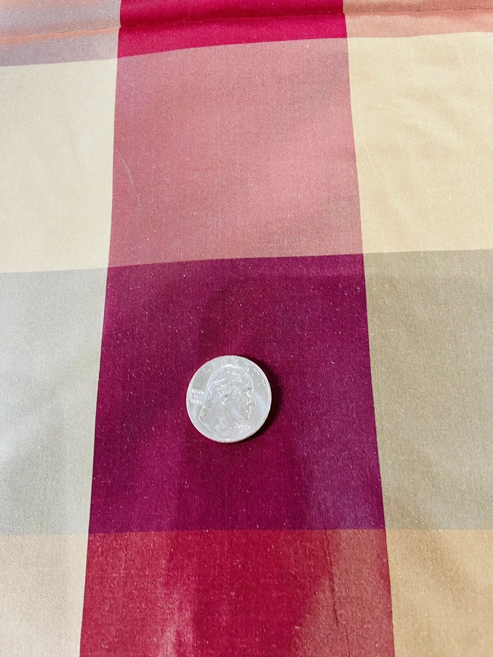 Kempton House Jewel Tone Large Plaid  Dupioni Silk Fabric 8 Yards - Image 3 of 4
