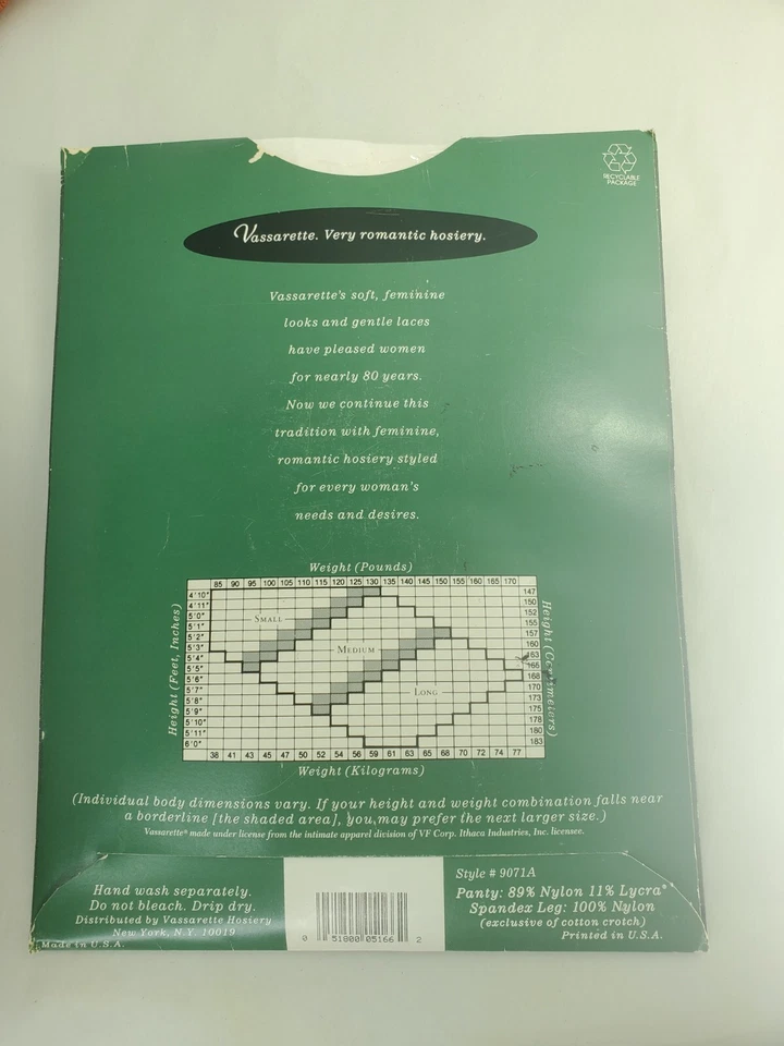 Pantimedias Vassarette Vintage Blancas L-Long Rosa Control Top Puntera Sombra Foto 2 de 2