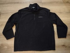 Eddie Bauer Men's XXL Black Quarter 1/4 Zip Fleece Pullover Warm Soft Sweatshirt