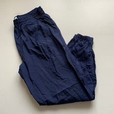Vintage 90s Nike Embroidered Swoosh Navy Nylon Track Pants Men's XL Rare Baggy