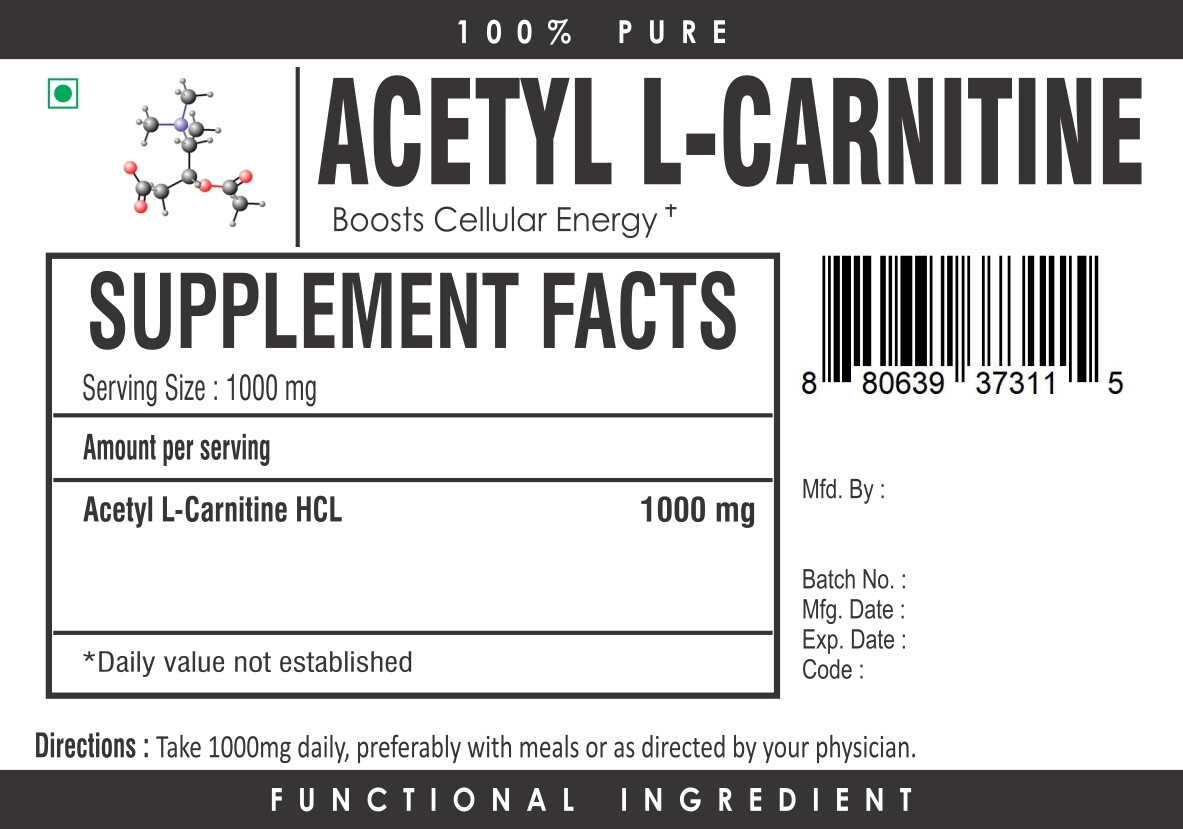 Acetyl L-Carnitine (ALCAR) Powder Focus Performance Cellular Energy  Supplement
