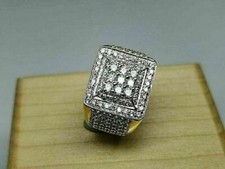 2Ct Round Cut GHSI Natural Diamond Cluster Pinky Men's Ring In 14k Yellow Gold