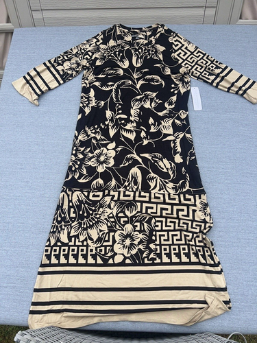 Soft Surroundings Women's Asteria Grecian Maxi Dress in Black and Beige Size M