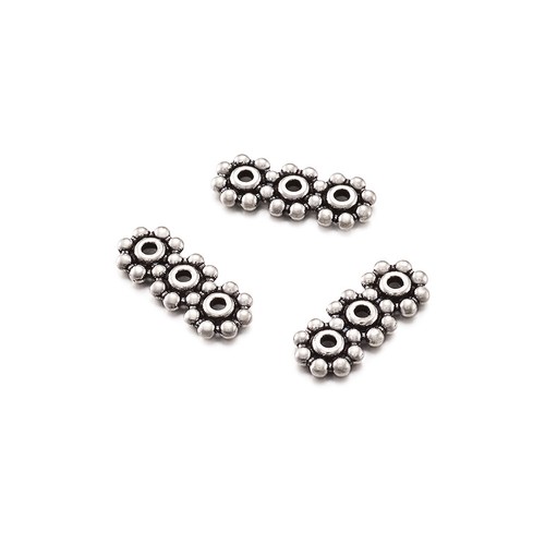 50pcs Tibetan Alloy Flower Metal Beads 3 Hole Loose Spacers Nickel Free 15x6mm - Picture 6 of 7