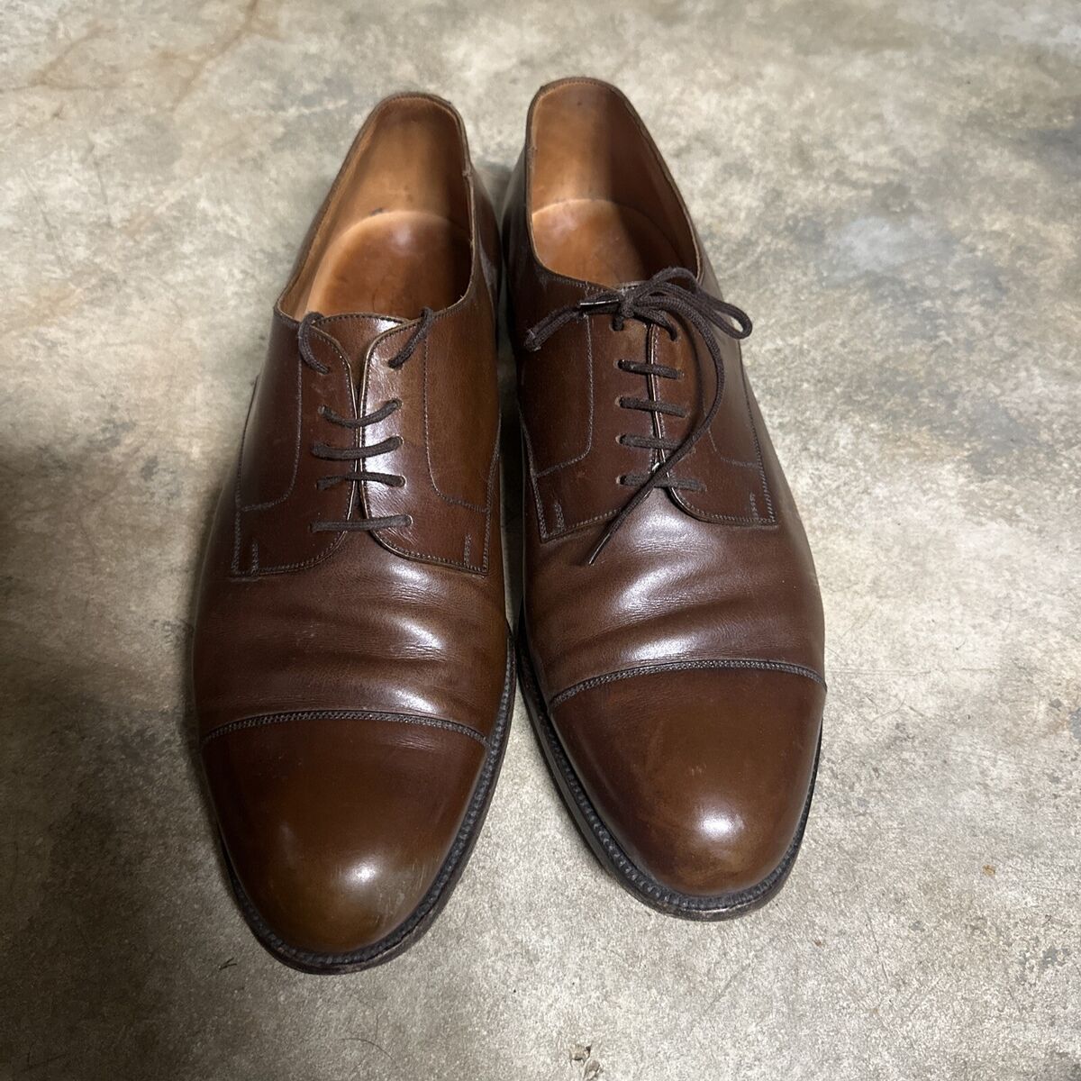 JM WESTON Size 10 Brown Leather 300 Cap Toe Oxford Lace up JM WESTON Size 10 Brown Leather 300 Cap Toe Oxford Lace up