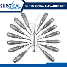 15 Pcs Dental Elevators Extraction Surgical Instruments Stainless German Grade
