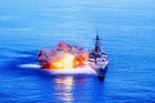 Battleship USS Iowa BB61 Firing Guns Warship Sea Art Print Poster 36x24