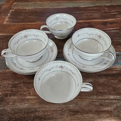 Noritake Bone China FAIRMONT #6102 Tea Cups and Saucers Set of 4 Just Beautiful!