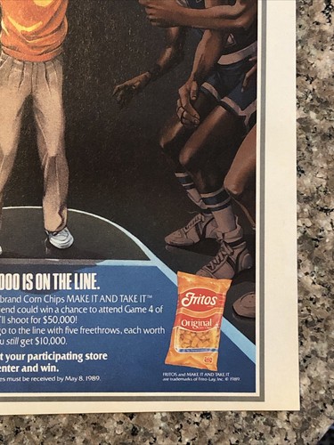 PRINT AD 1989 Fritos Make It Take It Sweepstakes NBA Finals Corn Chips Frito Lay - Picture 5 of 6