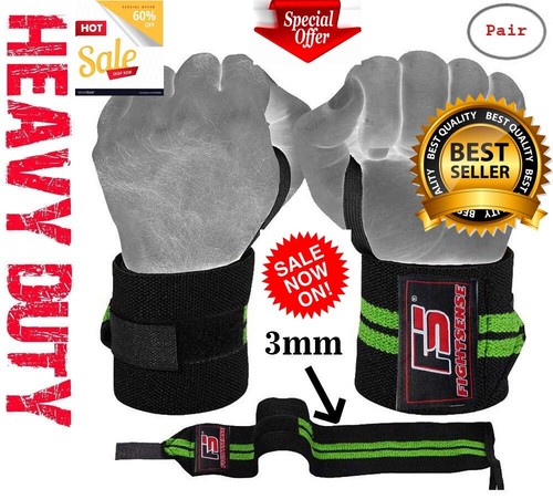 CROSSFIT Gym WEIGHT LIFTING Wrist Wraps LIFTING STRAPS for POWER LIFTING Support - Afbeelding 24 van 156