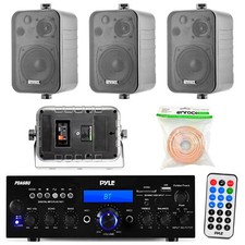 4" Indoor Outdoor 3-Way Speakers, 18 Gauge 50FT Wiring, Bluetooth Receiver