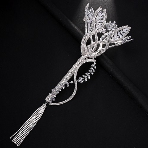 Damen Strass Handkette Blumen Blätter Schmuck Metall Braut Mode 35571 - Bild 4 von 5