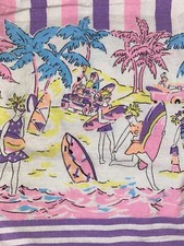 vtg 1980 s summer bathing suit cover up Teenager Neon Cotton Surfing Beach