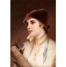 High Quality Large Oil painting girl with chiffon scarf handpainted art on canva