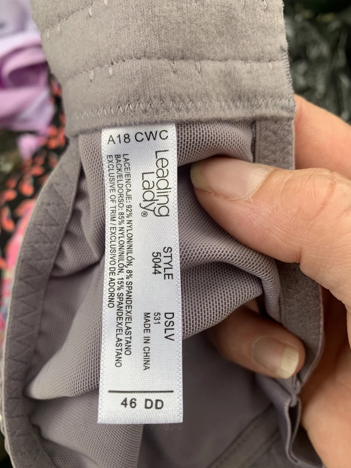 Sujetador Leading Lady 46DD Gris Encaje Forma Copa Borde Vieira Foto 3 de 3