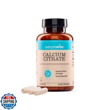 NatureWise Calcium Citrate 500mg Capsules - Supplement for Bone Health - Easy