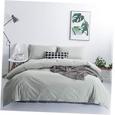 Duvet Cover Size 100 Washed Cotton Grid Duvet Cover Set 3 King Green Gingham