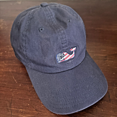 VINEYARD VINES -  2 (Two) Blue Caps Hats Adjustable Strap Lightweight USA Flag