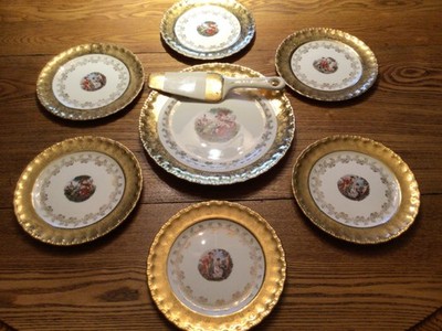 Atlas Fine China 22Karat Gold Trim- Dessert set- 8 pieces