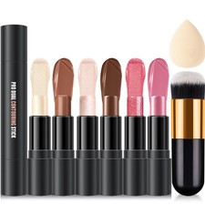 6 Colors Cream Contour Stick Makeup Kit,Shades with Small, Double-Ended SET A