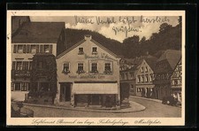 Postcard Berneck I. Bavaria Fichtelgebirge, marketplace and delicatessen Julius Bube jun.