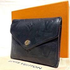 Louis Vuitton Monogram Empreinte Victorine Wallet Marine Rouge Auth