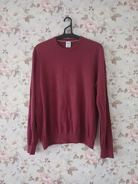 Men Boggi Milano Sweater Burgundy Silk Wool 38 / M
