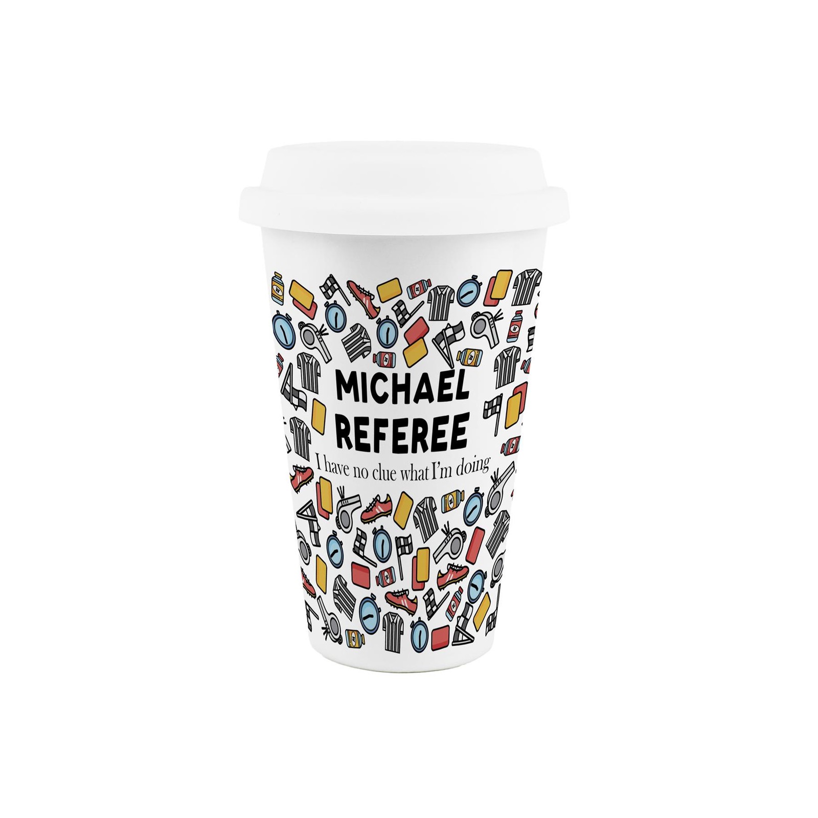 Personalised Referee Travel Mug - Reusable Ceramic Cup Gift for Sports Referee