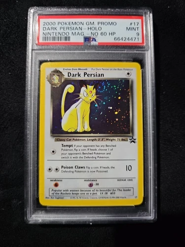 Pokemon Tcg Dark Persian NO HP Black Star Wotc Holo PSA 9 Nintendo Power Error