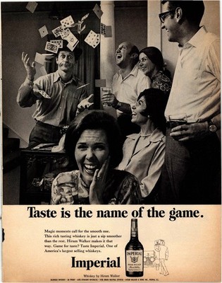 Hiram Walker Imperial Magazine Ad 1960s Whiskey Playing Cards Social AD049