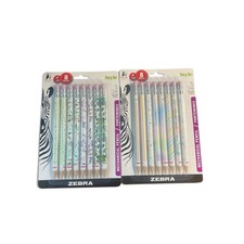 Zebra Style Mechanical Pencils 0.7mm 2 HB Floral Pastel Lot 2 Packs 16 Total