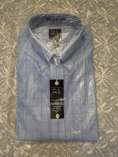 Jos. A. Bank Traveler Traditional Fit Blue Check Button-Down Cotton Shirt 17-33