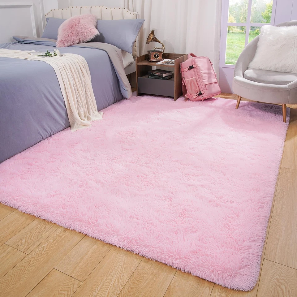 Light Pink Area Rug for Bedroom, Fluffy Shag Plush Rugs for Living Room Girls... - Image 4 of 4