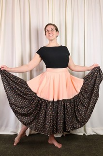 Peach and Black Floral Split Side skirt