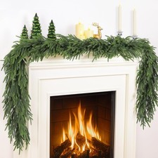 12FT  2  6FT  Christmas Norfolk Pine Garland , Real Touch Faux Green Garlands