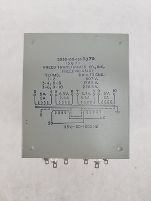 Vintage Freed 43101 Power Transformer 115V 50-1600HZ 5V 6.3V 2A