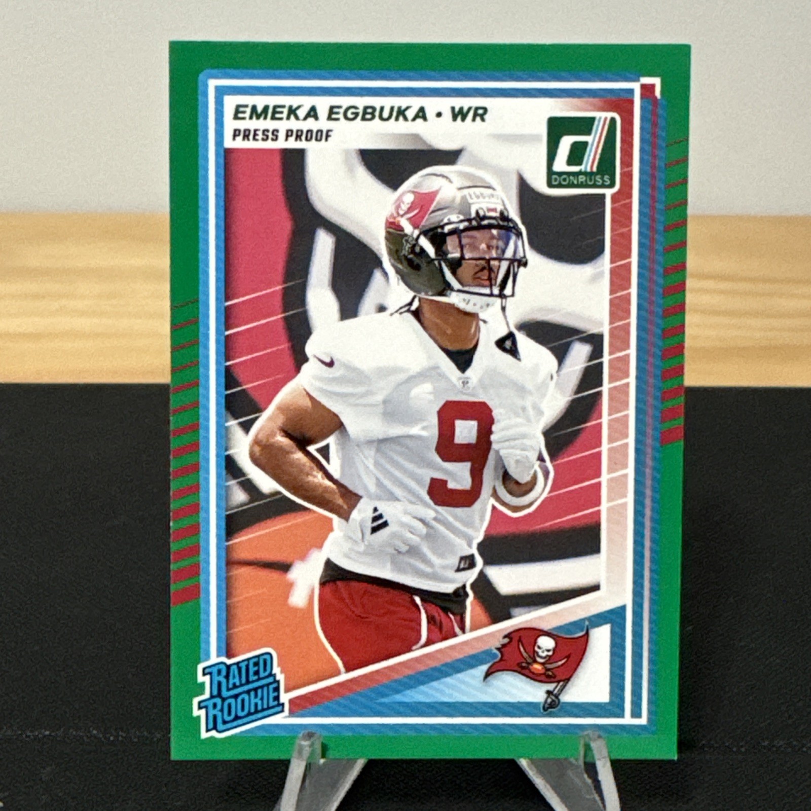 2025 Donruss Green Press Proof Rated Rookie Emeka Egbuka 375 Buccaneers 3L
