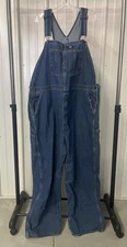 Vtg Dickies Denim Carpenter Farm Work Trucker Bib Overalls Mens 44x30