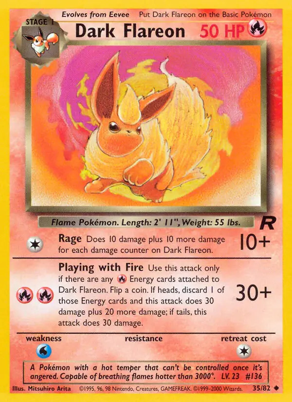 Dark Flareon - 35/82 - Pokemon Team Rocket Unlimited Card NM