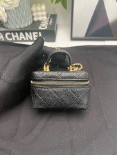 Chanel Vanity Case Chain Crossbody Bag Black Caviar Leather Gold HW[Duties Paid]
