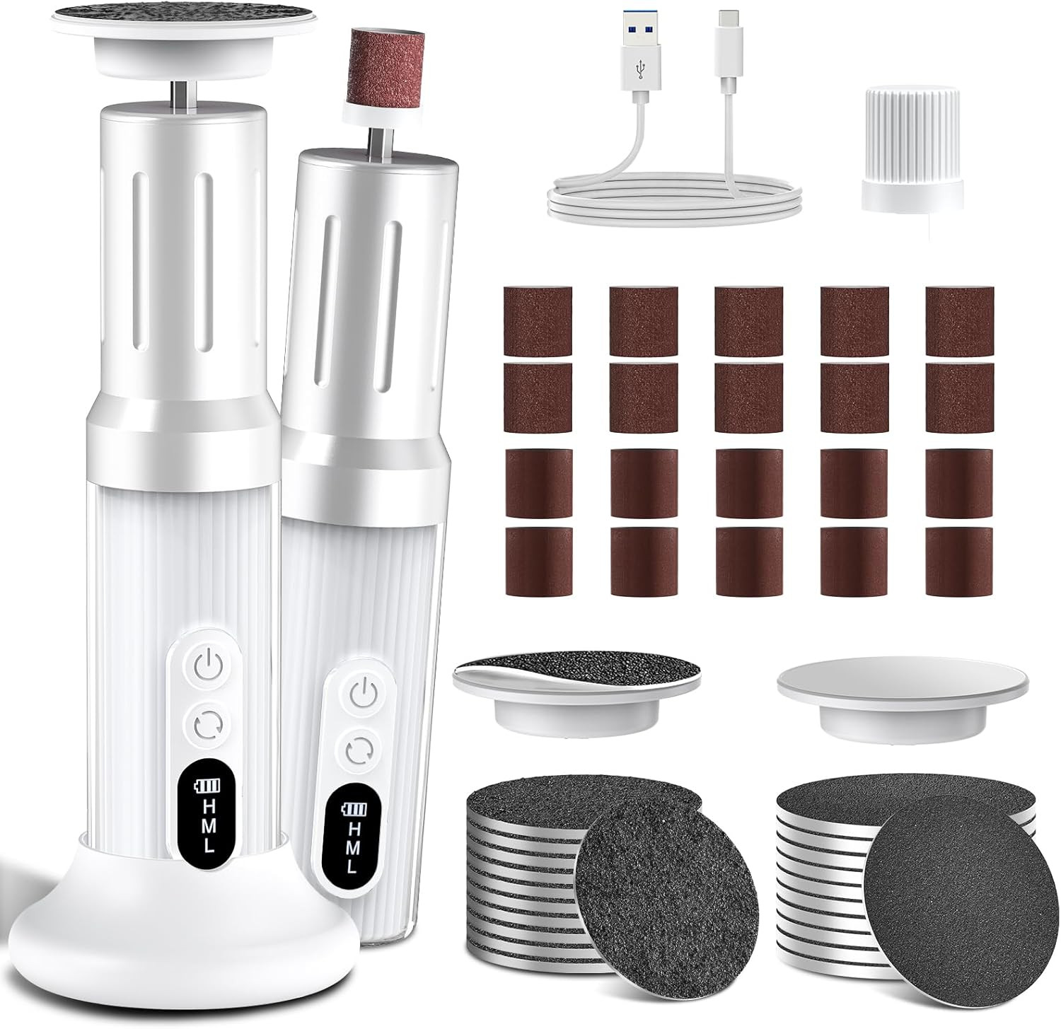 2025 Nuovo Rimozione Calli Elettrico Professionale Kit Pedicure 2 in 1 LED