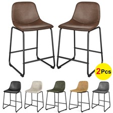 24 in Upholstered Counter Height Bar Stools with Back for Home Kitchen, Set of 2