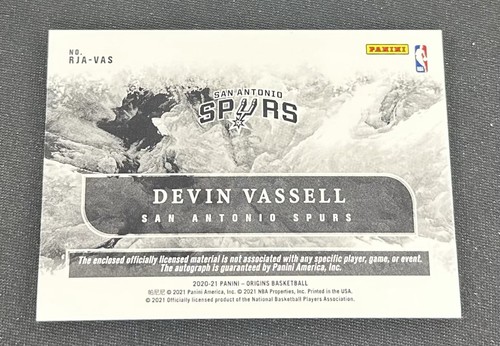 2020-21 Devin Vassell Panini Origins Rookie Patch Auto Gold 3/10 RPA Autograph - Picture 2 of 2