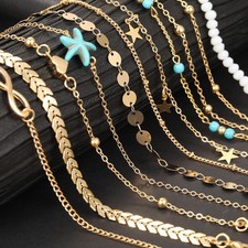 10Pcs/Set Anklet Bracelet Beach Summer Jewelry Adjustable Ankle Foot Chain