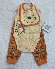 Disney Baby Winnie the Pooh 3 Piece Bodysuit Pants Bib Set Beige 3-6 Months