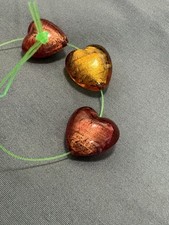 3 Count 24mm Gold And Silver Lined Heart Shaped Lampwork Beads