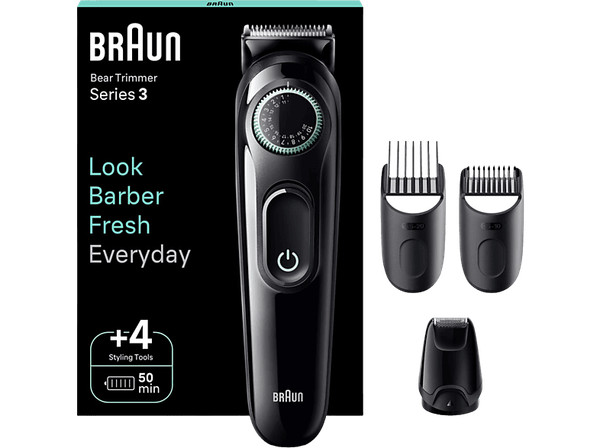 Barbero - Braun Series 3 BT3421, Recortadora De Barba, Dial de precisión