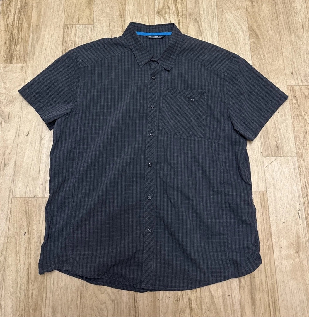 ARC'TERYX Arcteyx Camicia Uomo Peakline Plaid Bottoni Escursionismo Outdoor Nero Grigio Tg XL