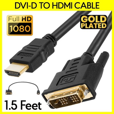 DVI to HDMI Adapter Cable 1.5 Feet Cord Connector Converter for HDTV PC Monitor